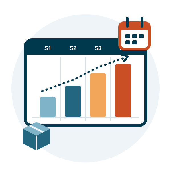 Illustration du Plan Directeur de Production : les quantités à fabriquer semaine par semaine